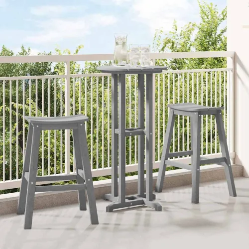 Set bar stolova za vrt 3 kom. Svijetlo siva HDPE - Svjetlosiva Stol +2x stolica Cijena