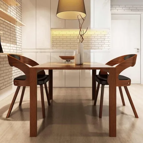 Blagovaonske stolice od umjetne kože 2 kom smeđe - Black and dark brown 2 Cijena