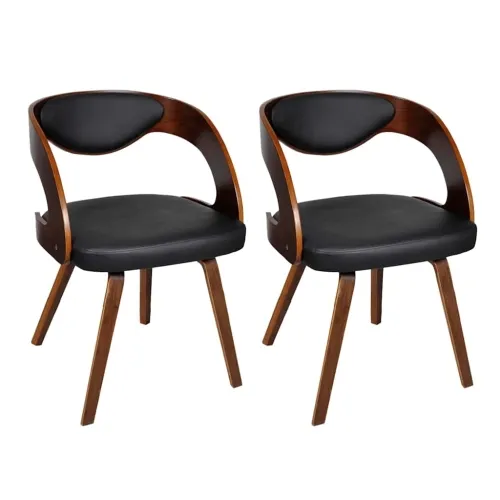 Blagovaonske stolice od umjetne kože 2 kom smeđe - Black and dark brown 2 Cijena