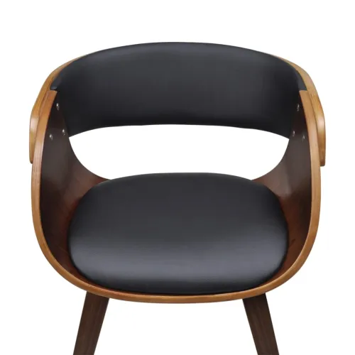 Blagovaonska stolica od zaobljenog drva i umjetne kože - Black and dark brown 1 Cijena