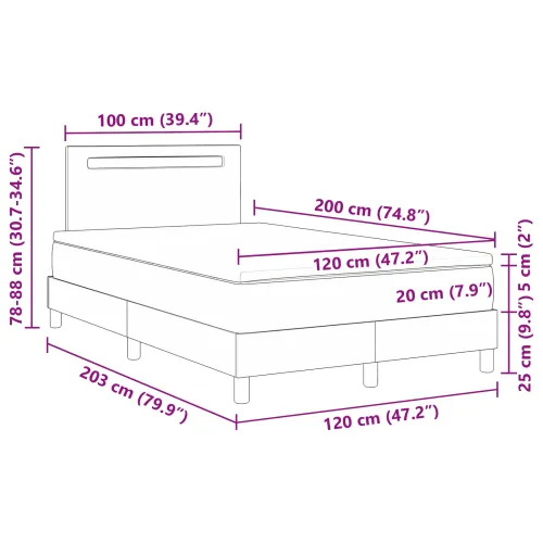 Box spring krevet Bijelo 120 x 200 cm Umjetna koža - Bijelo 120 x 200 cm Jednostavan dizajn s LED Cijena