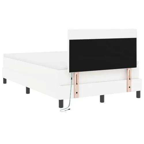 Box spring krevet Bijelo 120 x 200 cm Umjetna koža - Bijelo 120 x 200 cm Jednostavan dizajn s LED Cijena