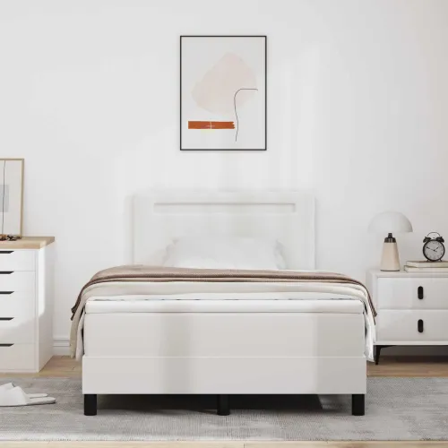 Box spring krevet Bijelo 120 x 200 cm Umjetna koža - Bijelo 120 x 200 cm Jednostavan dizajn s LED Cijena