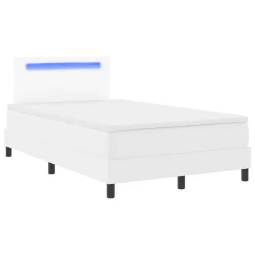 Box spring krevet Bijelo 120 x 200 cm Umjetna koža - Bijelo 120 x 200 cm Jednostavan dizajn s LED Cijena