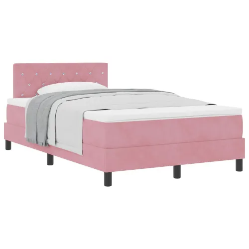 Box spring krevet s madracem Ružičasta 120 x 190 cm Baršun - Ružičasta 120 x 190 cm Kristal s dugmadima Cijena