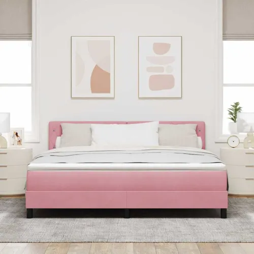Box spring krevet Ružičasta 180 x 200 cm Baršun - Ružičasta 180 x 200 cm Kristal s dugmadima Cijena