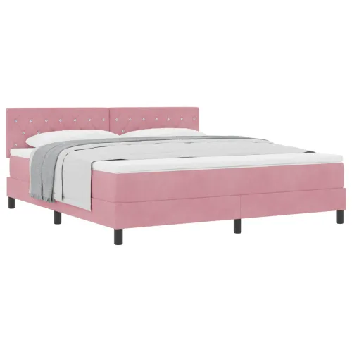 Box spring krevet Ružičasta 180 x 200 cm Baršun - Ružičasta 180 x 200 cm Kristal s dugmadima Cijena