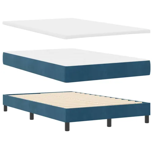 Box spring krevet Tamno plava 120 x 190 cm Baršun - Tamno plava 120 x 190 cm Prošiveno gumbima Cijena