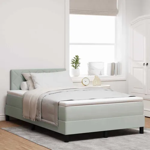 Box spring krevet Svijetlo siva 120 x 190 cm Baršun - Svjetlosiva 120 x 190 cm Dizajn s rombovima Cijena