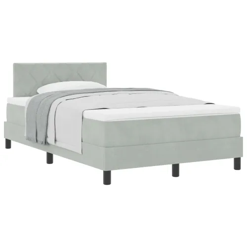 Box spring krevet Svijetlo siva 120 x 190 cm Baršun - Svjetlosiva 120 x 190 cm Dizajn s rombovima Cijena