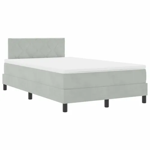 Box spring krevet Svijetlo siva 120 x 190 cm Baršun - Svjetlosiva 120 x 190 cm Dizajn s rombovima Cijena