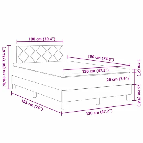 Box spring krevet Ružičasta 120 x 190 cm Baršun - Ružičasta 120 x 190 cm Dizajn s rombovima Cijena
