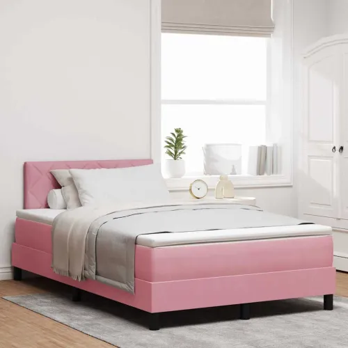 Box spring krevet Ružičasta 120 x 190 cm Baršun - Ružičasta 120 x 190 cm Dizajn s rombovima Cijena