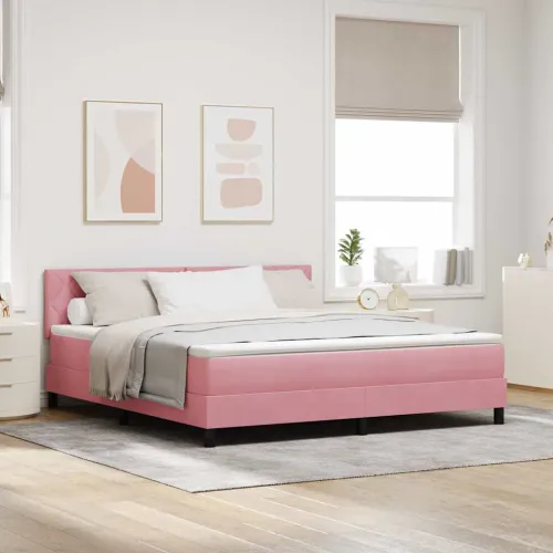 Box spring krevet Ružičasta 180 x 200 cm Baršun - Ružičasta 180 x 200 cm Dizajn s rombovima Cijena