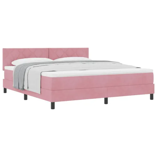 Box spring krevet Ružičasta 180 x 200 cm Baršun - Ružičasta 180 x 200 cm Dizajn s rombovima Cijena