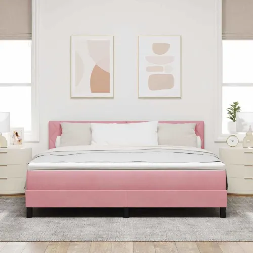 Box spring krevet Ružičasta 180 x 200 cm Baršun - Ružičasta 180 x 200 cm Dizajn s rombovima Cijena