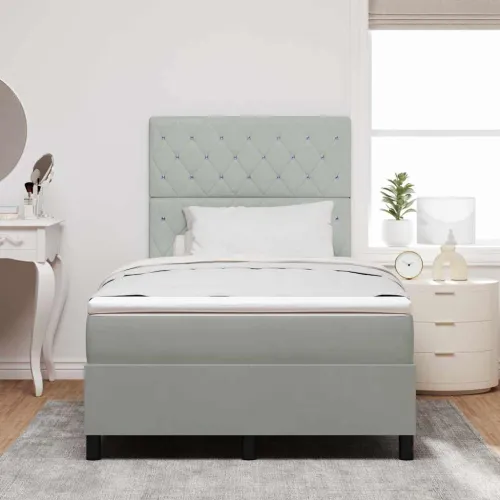 Box spring krevet Svijetlo siva 120 x 190 cm Baršun - Svjetlosiva 120 x 190 cm Kristal s dugmadima Cijena