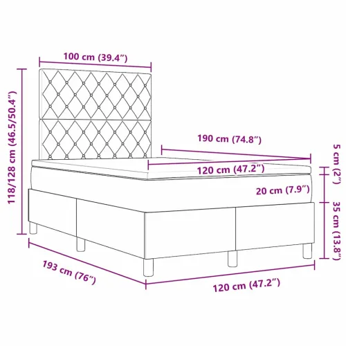 Box spring krevet Svijetlo siva 120 x 190 cm Baršun - Svjetlosiva 120 x 190 cm Kristal s dugmadima Cijena