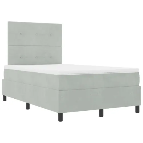 Box spring krevet Svijetlo siva 120 x 190 cm Baršun - Svjetlosiva 120 x 190 cm Prošiveno gumbima Cijena
