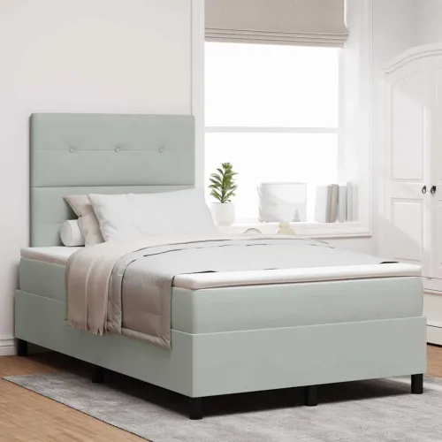 Box spring krevet Svijetlo siva 120 x 190 cm Baršun - Svjetlosiva 120 x 190 cm Prošiveno gumbima Cijena
