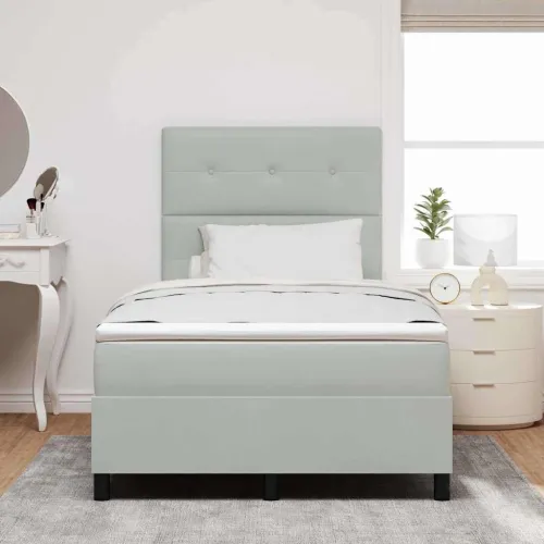 Box spring krevet Svijetlo siva 120 x 190 cm Baršun - Svjetlosiva 120 x 190 cm Prošiveno gumbima Cijena
