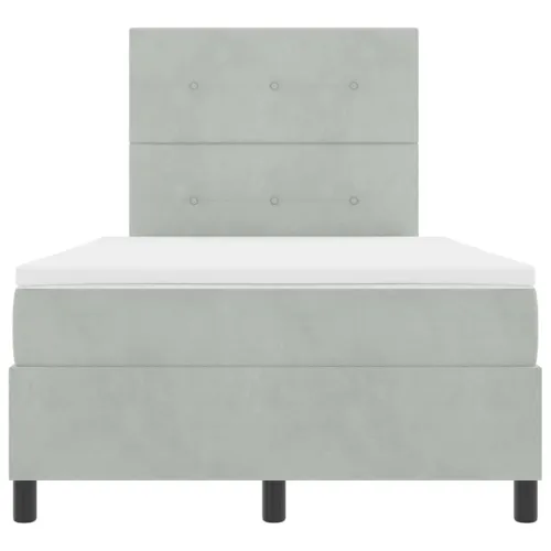 Box spring krevet Svijetlo siva 120 x 190 cm Baršun - Svjetlosiva 120 x 190 cm Prošiveno gumbima Cijena