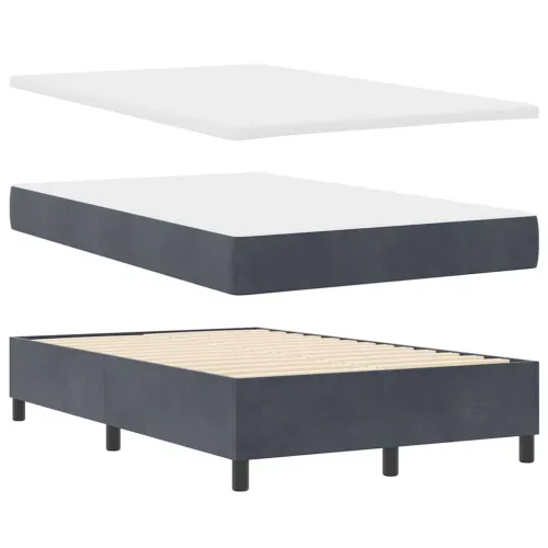 Box spring krevet Tamno siva 120 x 190 cm Baršun - Tamno siva 120 x 190 cm Prošiveno gumbima Cijena