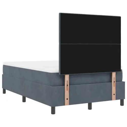 Box spring krevet Tamno siva 120 x 190 cm Baršun - Tamno siva 120 x 190 cm Prošiveno gumbima Cijena