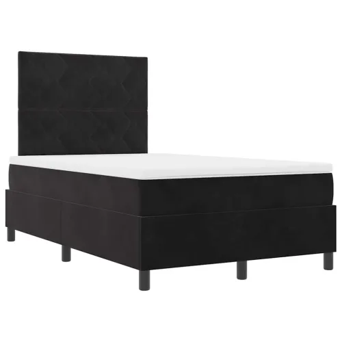 Box spring krevet s uzglavljem Crna 120 x 190 cm Baršun - Crna 120 x 190 cm Dizajn s rombovima Cijena