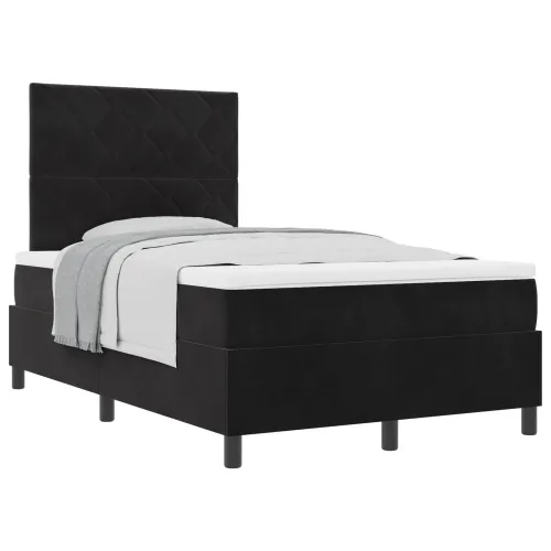 Box spring krevet s uzglavljem Crna 120 x 190 cm Baršun - Crna 120 x 190 cm Dizajn s rombovima Cijena