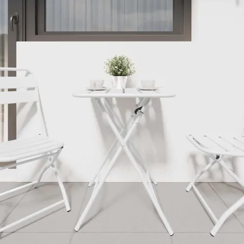 Bistro Stol Bijelo 55 x 55 x 72,5 cm Čelik s prahom - Bijelo Cijena