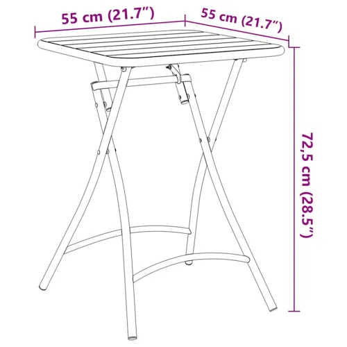 Bistro Stol Bijelo 55 x 55 x 72,5 cm Čelik s prahom - Bijelo Cijena
