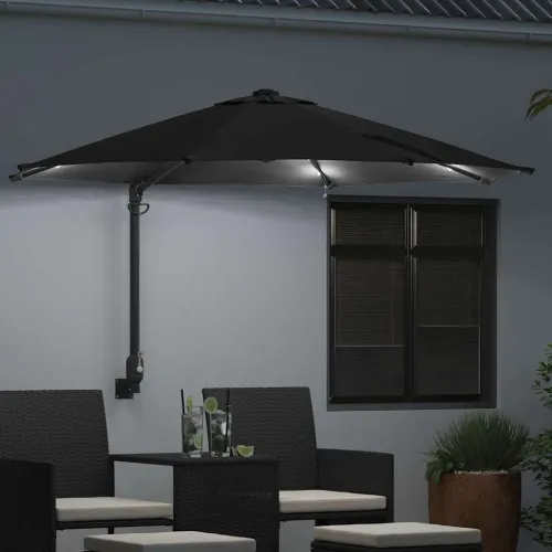 Vrtni suncobran 248 x 248 x 148 cm Poliester i čelik Crna - Crna Cijena