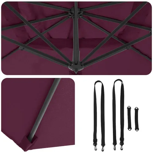 Roma Suncobran Crvena 286 x 284 x 265 cm Aluminij i poliester - Bordo crvena Cijena