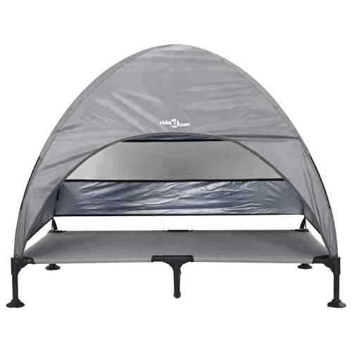 Povišeni krevet za pse 127 x 81 x 108 cm Tkanina i čelik - Svjetlosiva Cijena