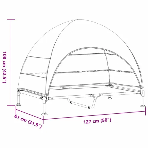 Povišeni krevet za pse 127 x 81 x 108 cm Tkanina i čelik - Svjetlosiva Cijena