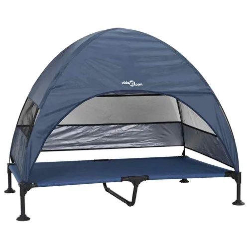 Povišeni krevet za pse 127 x 81 x 108 cm Tkanina i čelik - Modra Cijena