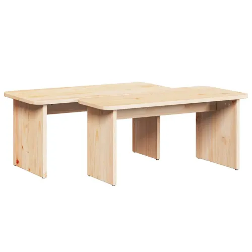 Stolić za kavu 2 kom. Prirodna 100 x 69 x 35,5 cm Masivna borovina - Prirodna Cijena