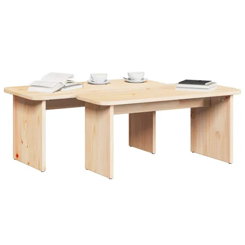 Stolić za kavu 2 kom. Prirodna 100 x 69 x 35,5 cm Masivna borovina - Prirodna Cijena