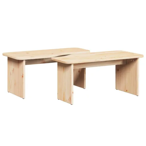 Stolić za kavu 2 kom. Prirodna 100 x 69 x 35,5 cm Masivna borovina - Prirodna Cijena