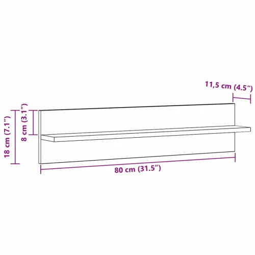 Zidna polica 2 kom. Crni hrast 80 x 11,5 x 18 cm - Crni hrast 2 Cijena
