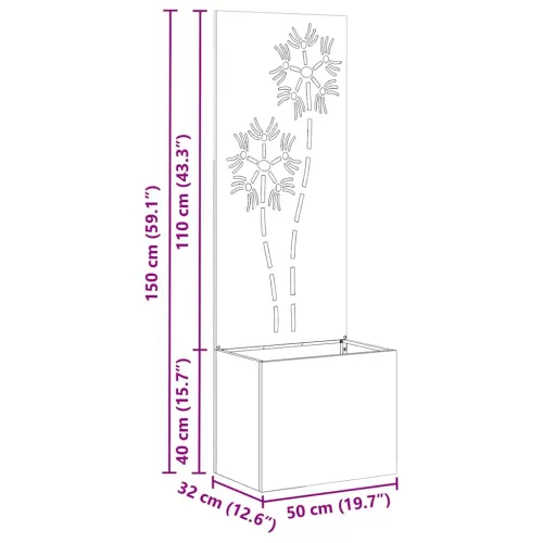 Privatnost u vrtu Crna 50 x 32 x 150 cm Hladno valjana čelična - Crna Suncokret 50 cm Cijena
