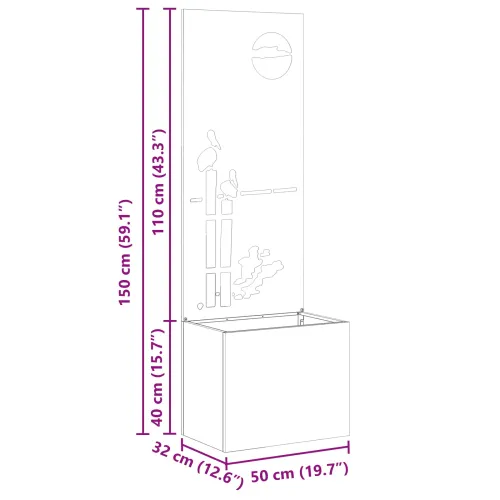 Privatnost u vrtu Crna 50 x 32 x 150 cm Hladno valjana čelična - Crna Zalazak sunca 50 cm Cijena