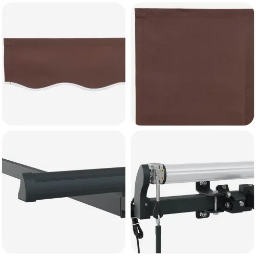 Povlačiva tenda Smeđa 350 x 200 cm tkanina - Smeđa (antracitni okvir) 3,5 x 2 m Električna Cijena