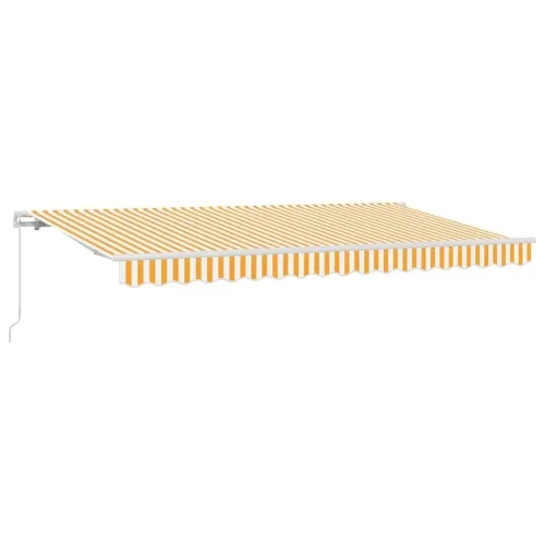 Povlačiva tenda Žuta 400 x 200 cm tkanina - Žuta i bijela (bijeli okvir) 4 x 2 m Ručna Cijena