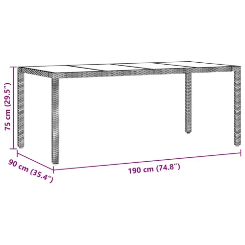Vrtni set za objed 7 kom. Smeđa poliratan - 6-sjedalna Smeđa i krem ​​bijela 190 x 90 x 75 cm Cijena
