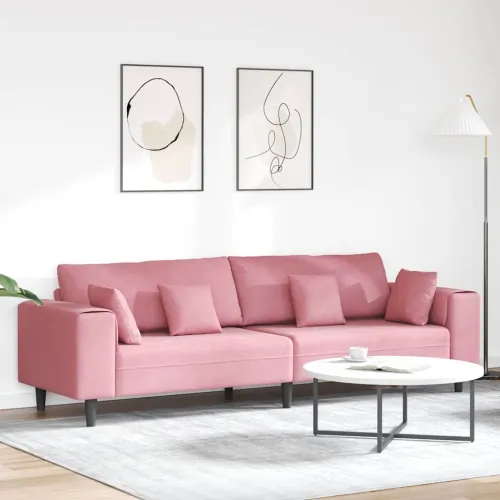 Sofa Ružičasta 250 x 77 x 76 cm Baršun - Ružičasta bez otomana Cijena
