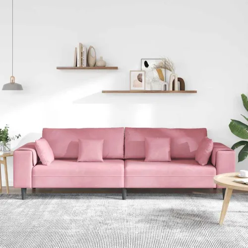 Sofa Ružičasta 250 x 77 x 76 cm Baršun - Ružičasta bez otomana Cijena