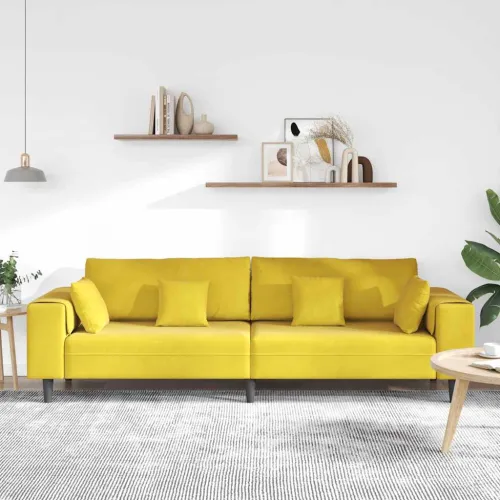 Sofa Žuta 250 x 77 x 76 cm Baršun - Žuta bez otomana Cijena