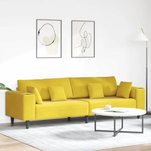 Sofa Žuta 250 x 77 x 76 cm Baršun - Žuta bez otomana Cijena